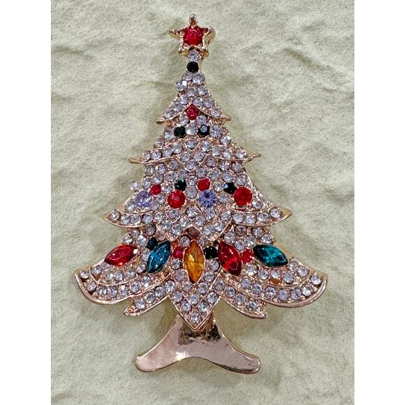 New Gorgeous Rhinestone Christmas Holiday Pin Brooch CP16 - Picture 2 of 4